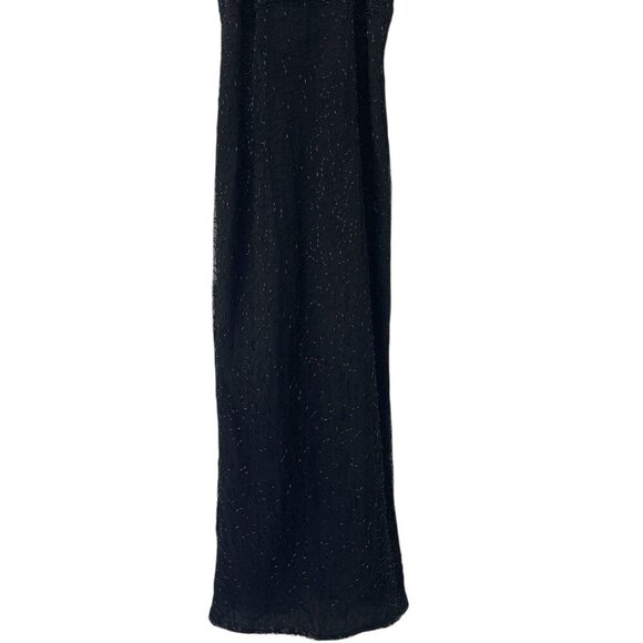Laurence Kazar VTG Black Beaded Silk Evening Gown Dress Formal High Neck Size PS - Picture 7 of 16